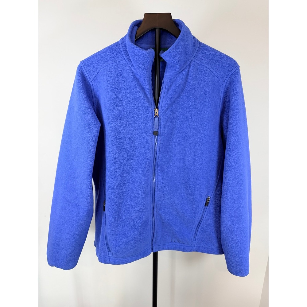 LL Bean Polartec Fleece Jacket Womens Large Blue Full Zip Mock Neck DNX3